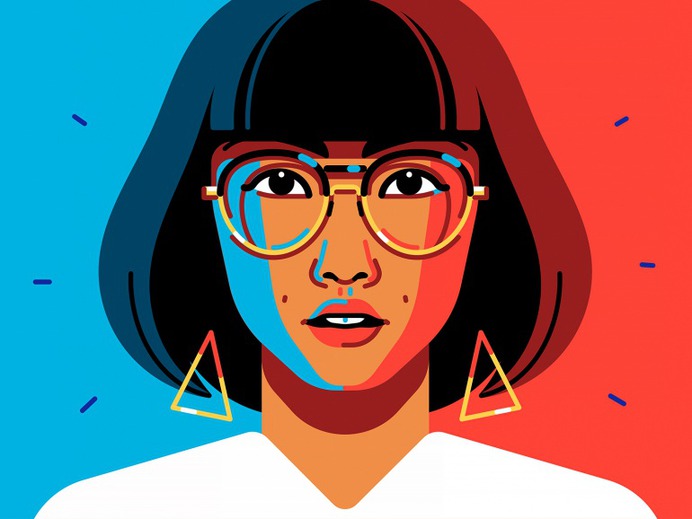 Portrait illustration of an Asian girl