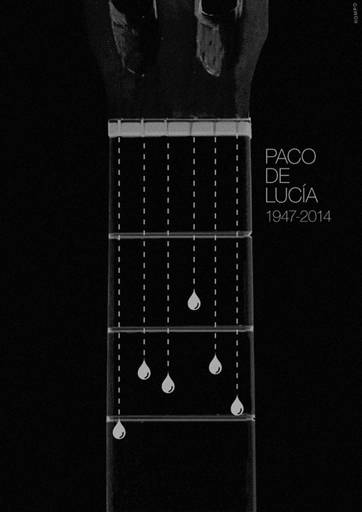Paco de Lucia (1947-2014), Max Rompo #guitar #swiss #white #spain #argentina #paco #espaa #black #de #strings #tribute #poster #and #music #helvetica #tears #lucia #rompo