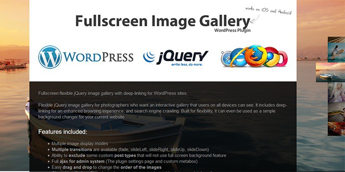 jQuery Fullscreen Image Gallery WordPress Plugin