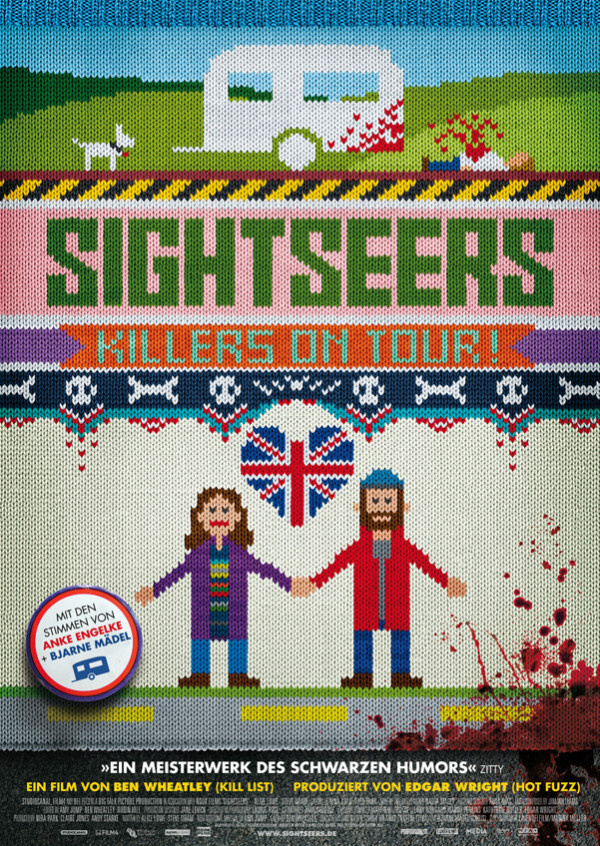 Sightseers movie poster #movie #cross #illustration #poster #mixed #media #stitch