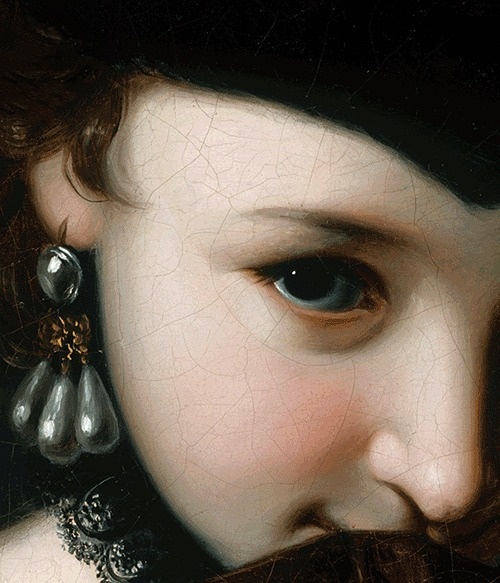 Girl With a Book (detail), Pietro Rotari (c. 1750 62) #girl #earring #close #illustration #up #painting #beauty