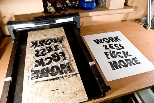 Badge-You | Slanted - Typo Weblog und Magazin #fuck #work #linocut #typography