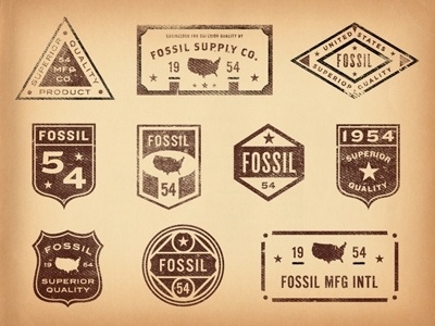 Dribbble - Old Fossil Badges & Seals by Jonathan Schubert #dribbble #badge #texture #fossil #jonathan #vintage #schubert #typography