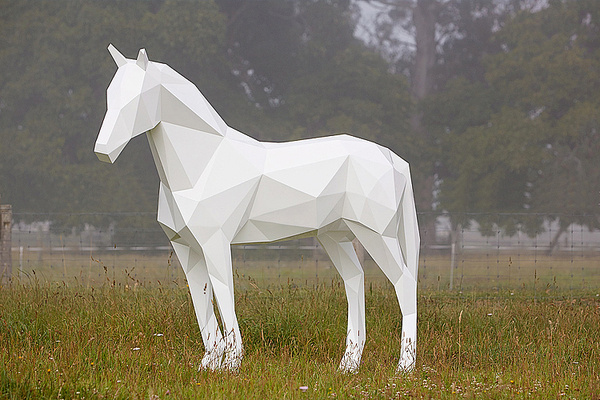 Geometric Animal Sculptures by Ben Foster #sculpture #white #horse #design #geometric #art #beauty