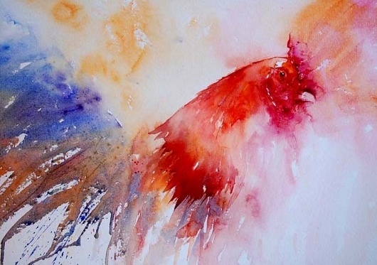 The Magic of Watercolour Painting Virtual Gallery - Jean Haines, Artist - Cockerels #painting #watercolor #cockerel #art