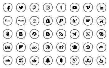 Social icons black colour transparent background abstract circle style