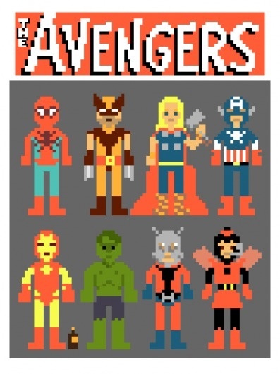 Laughing Squid - Avengers in Pixels by Ian Andersen #hulk #thor #spiderman #iron #pixel #the #wolverine #capitain #avengers #art #america #man