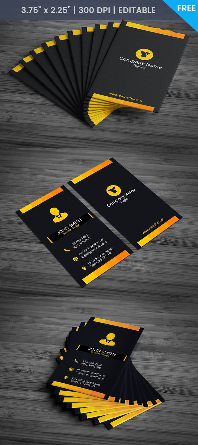 Free Black Portrait Business Card Template