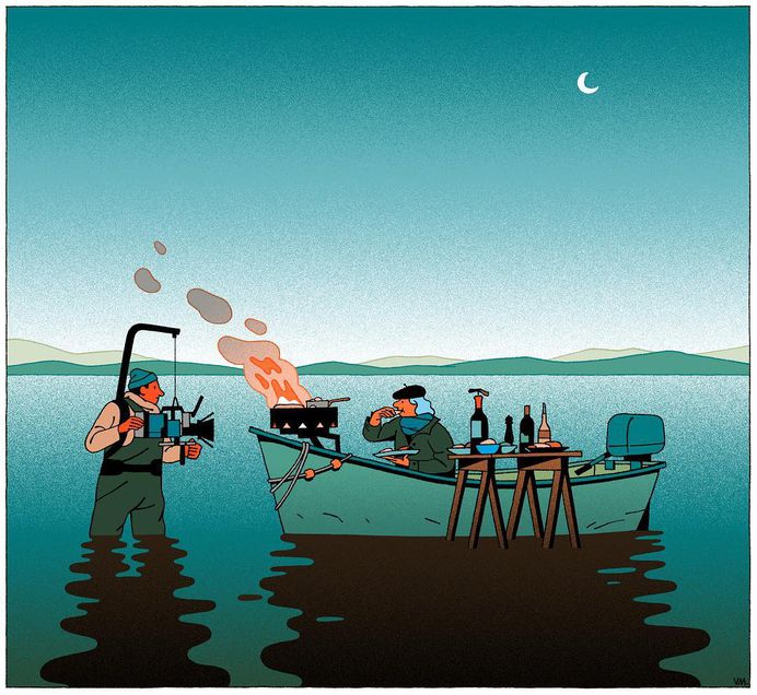 Chef's table hommage for @saborjournal @chefstablenetflix featuring Chef Francis Mallman in #patagonia #argentina #netflix #chefstable #lake #cookinginaboat #steadycam #documentary #hautecuisine #fooding