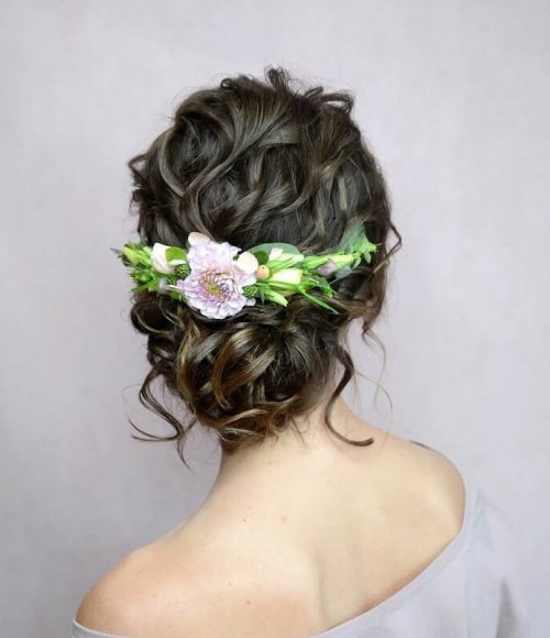 Twisted Messy Bun With Fresh Flowers
