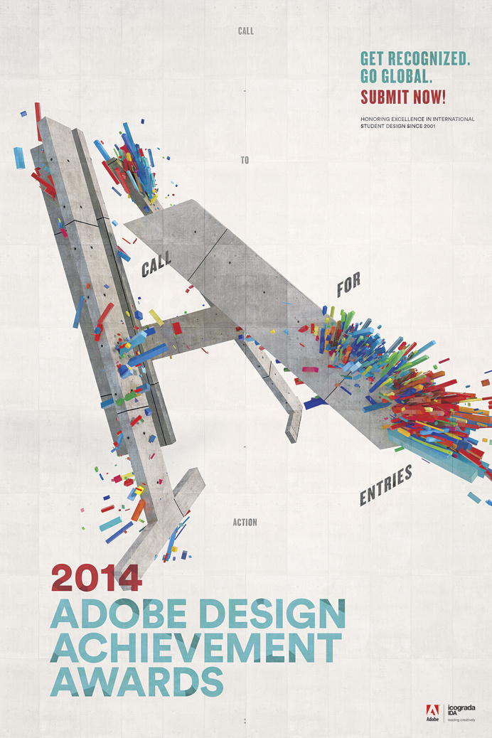 Adobe Design Achievement Awards 2014 #poster #graphicdesign #ADAA2014 #typography #3dtype #jeffhandesign