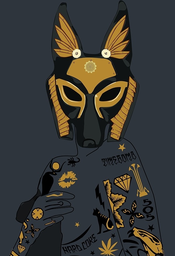 Late Night Egyptian Tales Ep.1 : Anubis on Behance #sexy #egypt #design #anubis #mythology #illustration #egyptian #art #gold #jackal