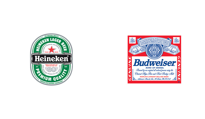 Heineken vs Budweiser #design #brands #colors #graphicdesign #beer