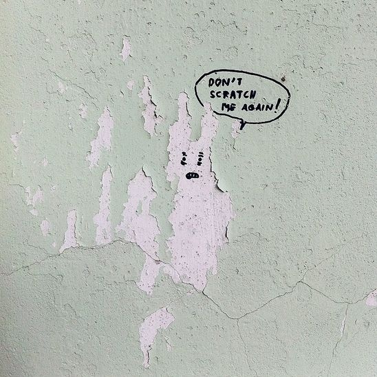 Skinny Rabbit on a scratched colour wall. He look so serious. : a Monster painted on wall (Oct 2014) #design #photography #painting #art #character #illustrtion