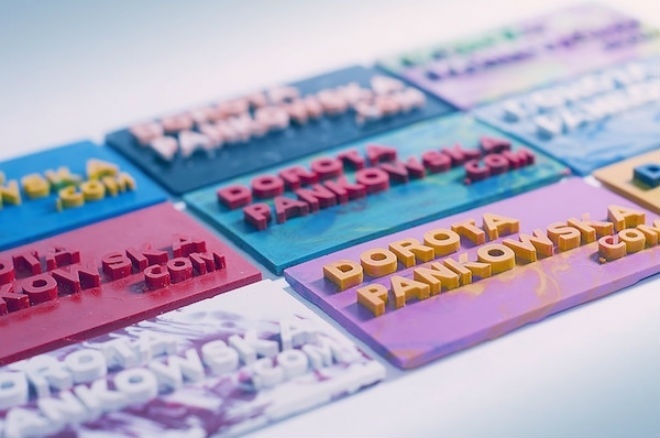crayons, business cards