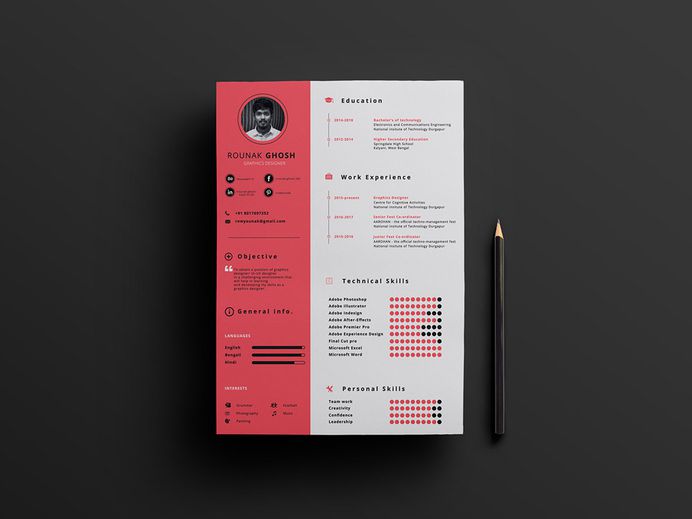 Free A4 Modern Resume Template with Cleand Design