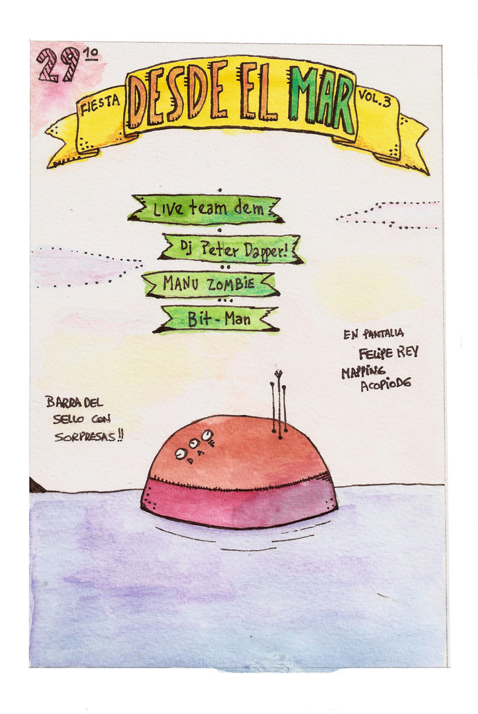 Poster by Desde el Mar party #2 Wathercolors and Chinese tint on paper