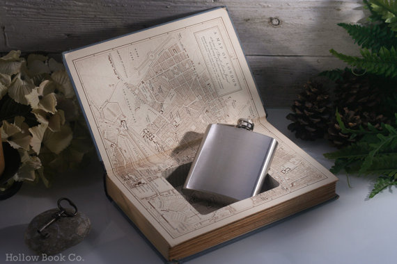 Vintage Hollow Book Safe and Hip Flask - Boswells London Journal 1762-1763 #safe #flask #books #book #hollow #etsy #hollowbookco