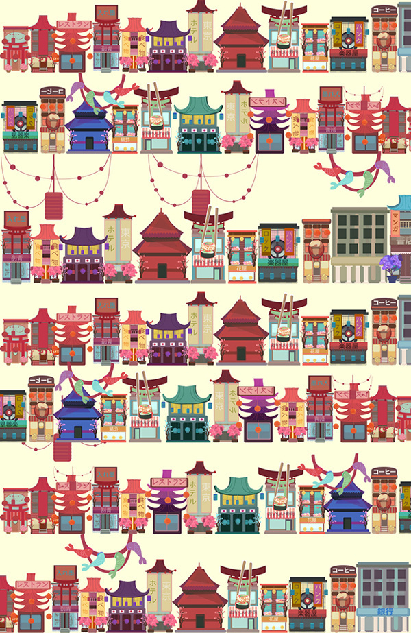 Tokyo vol.2. on Behance #asia #illustration #tokyo #architecture #cute #colour #japan #buildings