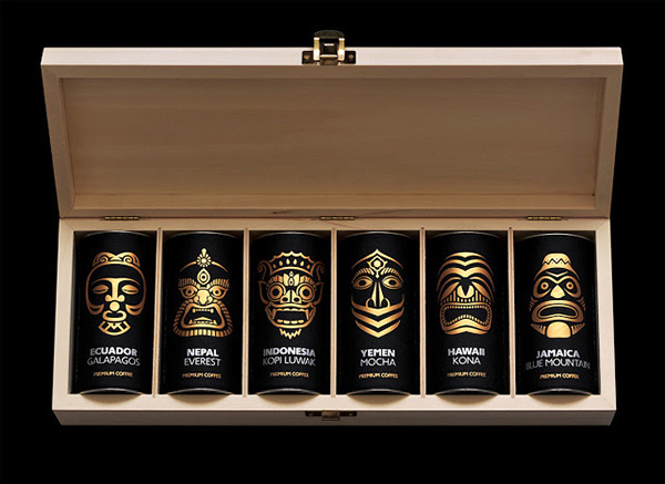 Exotic coffee collection packaging design #packaging #world #design #set #masks #coffee