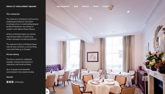 Roux at Parliament Square - Web design inspiration from siteInspire #dssdsers