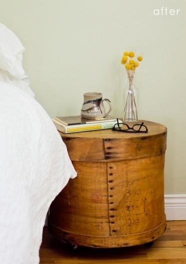 before & after: cheese box nightstands | Design*Sponge #cheese #box #sidetable #furniture #diy
