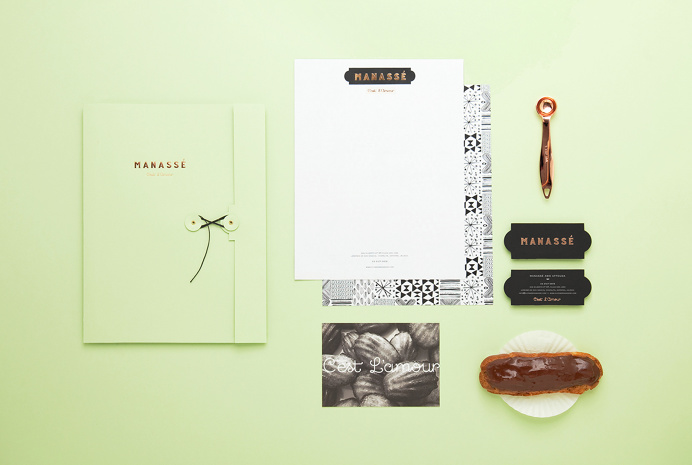 The new luxurious french patisserie & boulangerie named Manassé was designed by minimal branding & corporate identity specialists from Mexi