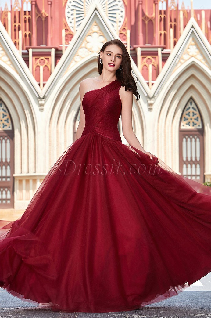 eDressit Newest Burgundy One Shoulder Prom Ball Party Dress (00200517)