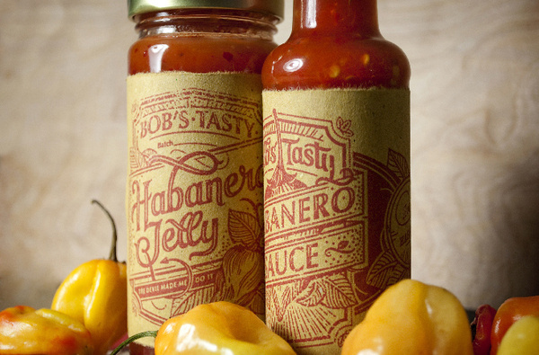 Bob's Tasty Habanero Sauce and Jelly on Packaging Design Served #packaging #illustration #lettering