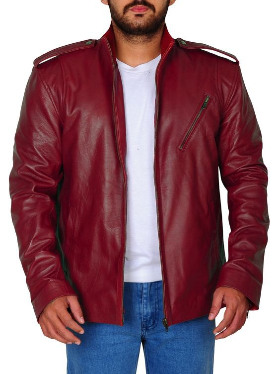 Men's Fashion Red Blood Slim Leather jacket With Awesome Look! Here topleatherjackets.com providing you Red Slim Fit Jacket for men's in Affordable Price. #MenFashion #LifeStyle #LeatherJacket #SlimFit