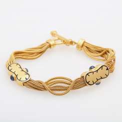 Multi row bracelet with sapphire cabochons