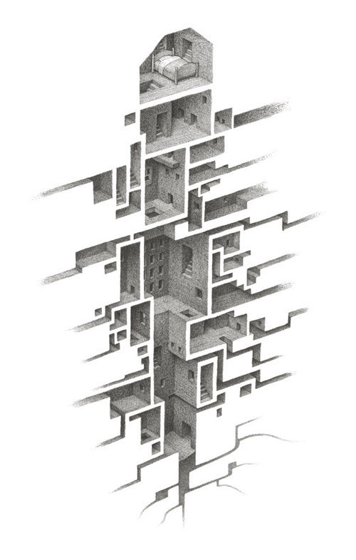 Exploring A Hypnagogic City Drawings by artist Mathew Borrett #urban
