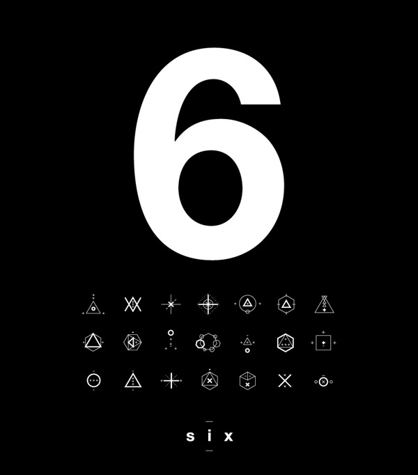SIX // Symbols & Shapes on Behance #swiss #design #shapes #geometric #clean #symbols #mono #number #poster