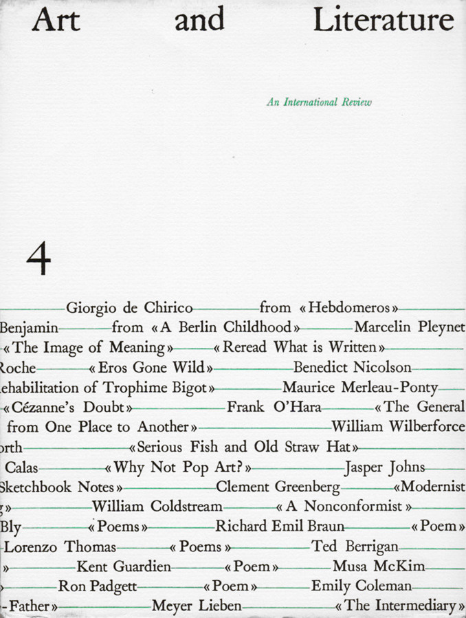 «Art and Literature» – An International Review, No. 4, Edited by John Ashbery, Anne Dunn, Rodrigo Moynihan, and Sonia Orwell, Société