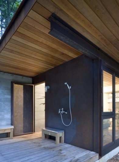 Olson Kundig Architects - Projects - Gulf Islands Cabin #corten #shower #tom #architecture #cabin #outdoor #kundig