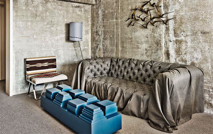 Hotel with Concrete Walls and Vintage Decor - #hotel, #decor, #interior