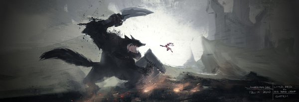 Little Red vs Big Bad Wolf by Semikon #red #riding #big #wolf #hood #bad