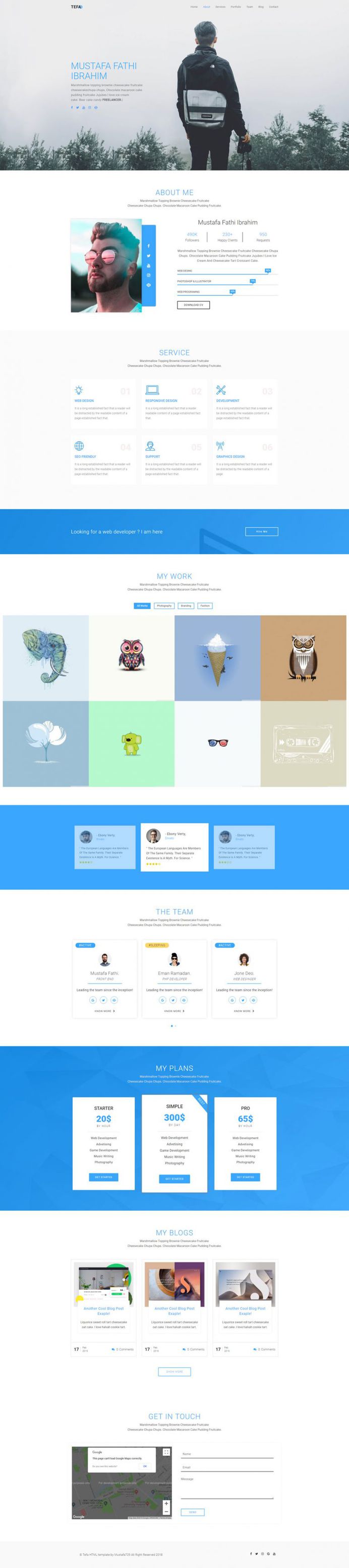 Tefa – One Page Portfolio