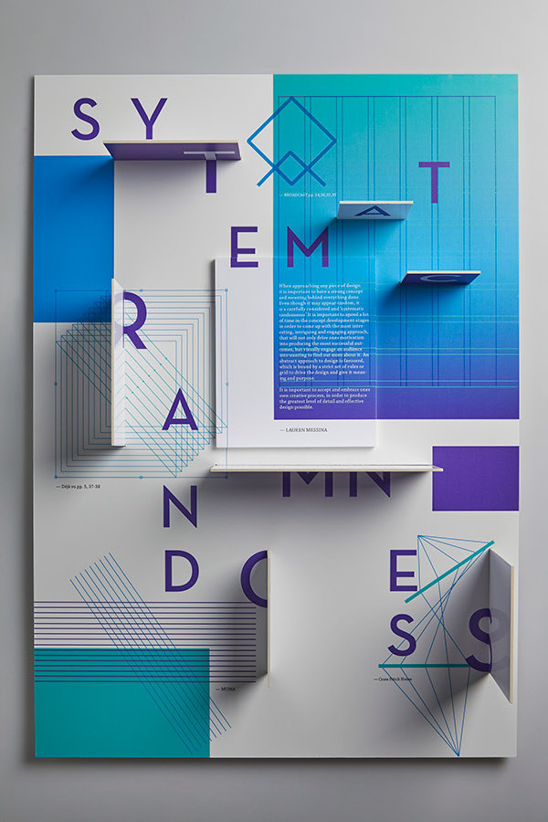 Systematic Randomness - Lauren Messina #graphicdesign #grid #poster #3d #typography