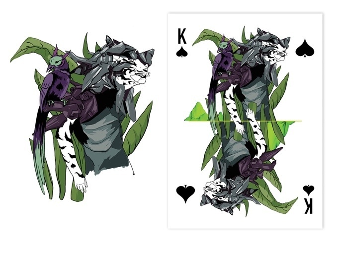 AO MATU design playing cards by Nastya KFKS. Floral and tropical design with great characters #kfks #cards #graphic #playing #design #store #illustration #character