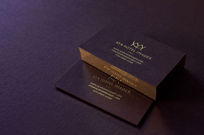 Stunning Business Cards Hotel Photographer. Red wine paper and gold combination.