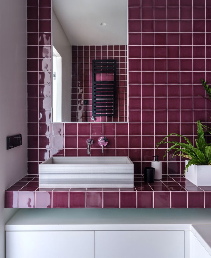 Open Plan Apartment Separated Only with Glass Panels - InteriorZine #bath #interior #decor