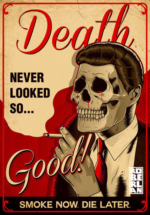 Vectors July 2014 on Behance #humour #macabre #design #drugs #illustration #vintage #poster #tobacco #skull #smoking #death #typography