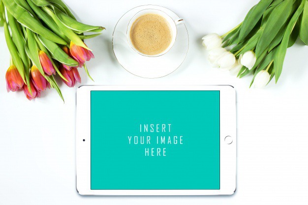 Tablet on white background with flowers mock up Premium Psd. See more inspiration related to Background, Mockup, Coffee, Flowers, Technology, Template, Web, 3d, Website, White, Mock up, Tablet, Clean, Psd, Templates, Website template, Screen, Mockups, Up, Web template, Realistic, Real, Web templates, Mock ups, Mock, 3d mockup, Psd mockup and Ups on Freepik.