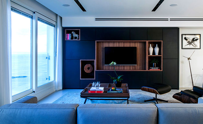 Trendy Dark Colored Apartment in Tel Aviv - #decor, #interior, #homedecor, #livingroom