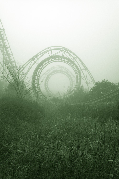 Image Spark - Image tagged "photography", "fantasy", "landscape" - wisdom-justiceandlove #rollercoaster #fog #sky #grass #photo #mystery #circle #horizon