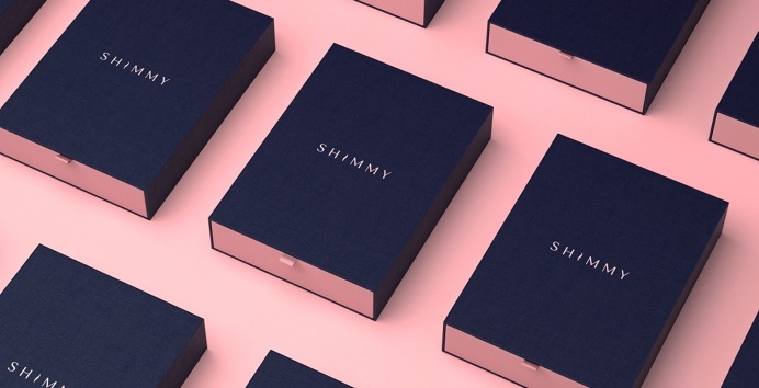 Shimmy fashion beautiful packaging branding corporate design pink minimal logo business card stationery ragged edge mindsparkle mag graphic