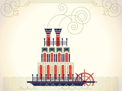 Dribbble - Mississippi Steam Boat by Alex Perez #steamboat #mississippi #travel #alex #been #everwhere #illustration #perez