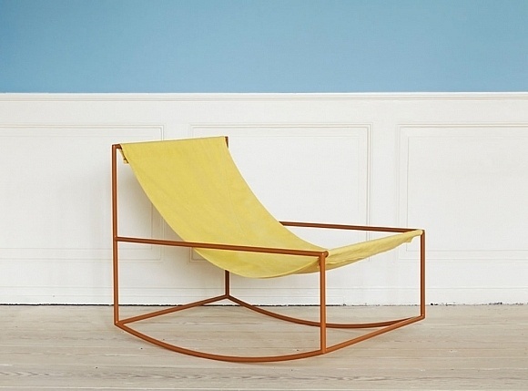wire and leather rocking chair #chair #design #furniture #wire #leather #metal