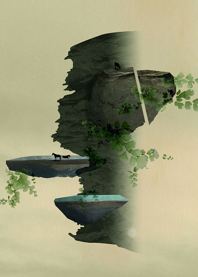 Islands by Tom Reznikov #islands #print #floating #nature #poster #art #collage #mountains